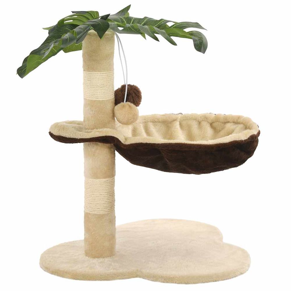 Arbre à chat avec griffoir en sisal 50 cm beige et marron