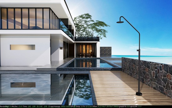 Douche de piscine en acier 316l noir mat allie elegance et durabilite