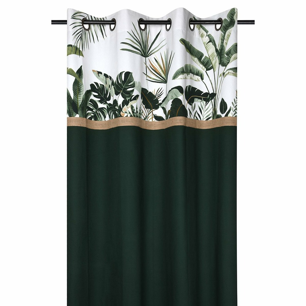 Rideau à œillets 140x260 cm topiary vert coton