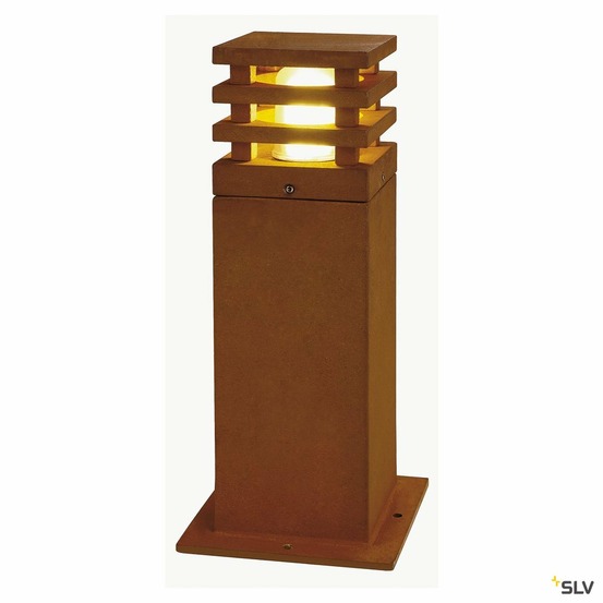 Borne extérieure rusty 40 avec led intégrée, fonte rouillée - hauteur 40 cm