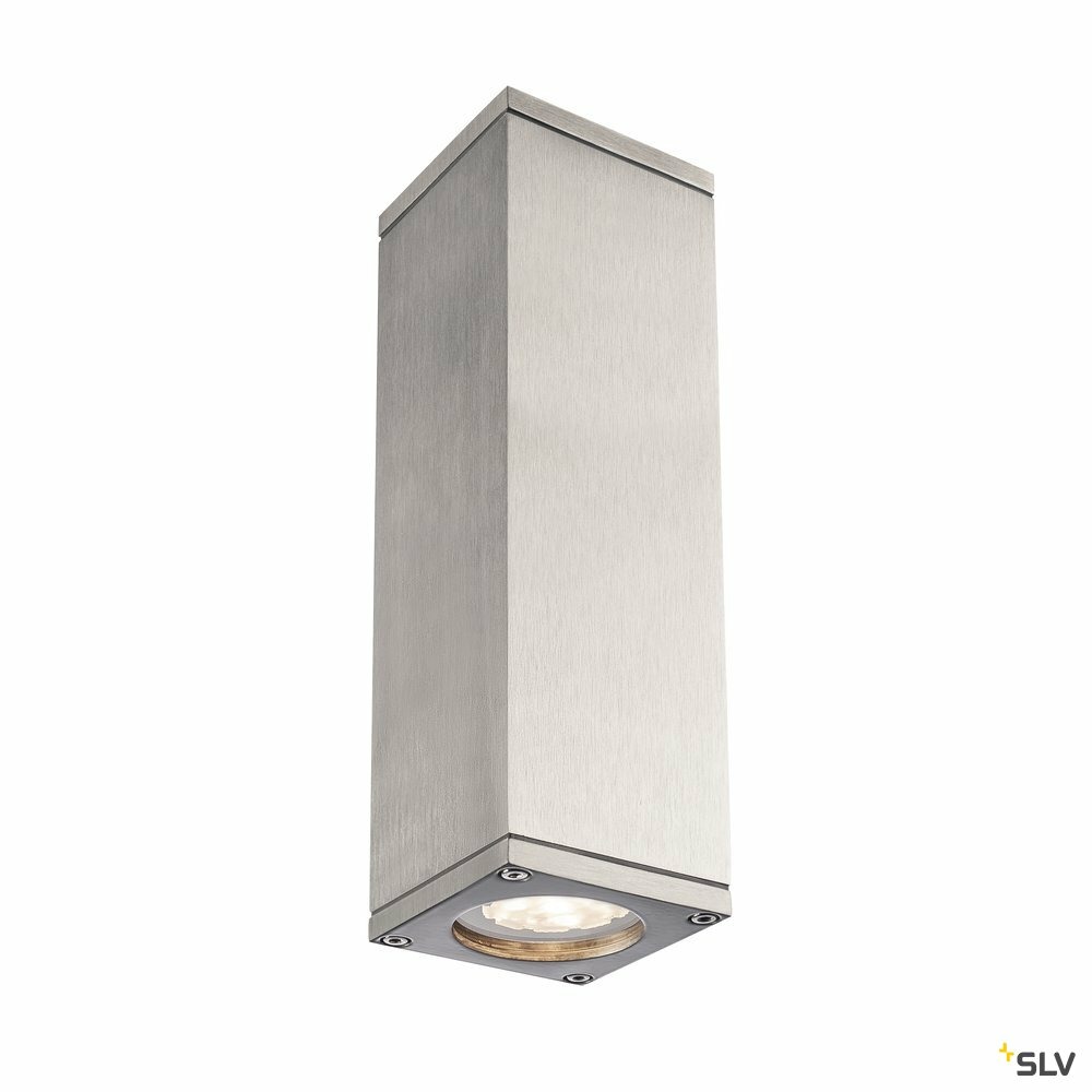 Applique extérieure theo up/down, alu brossé, gu10/qpar51, 2x 35w max, ip44