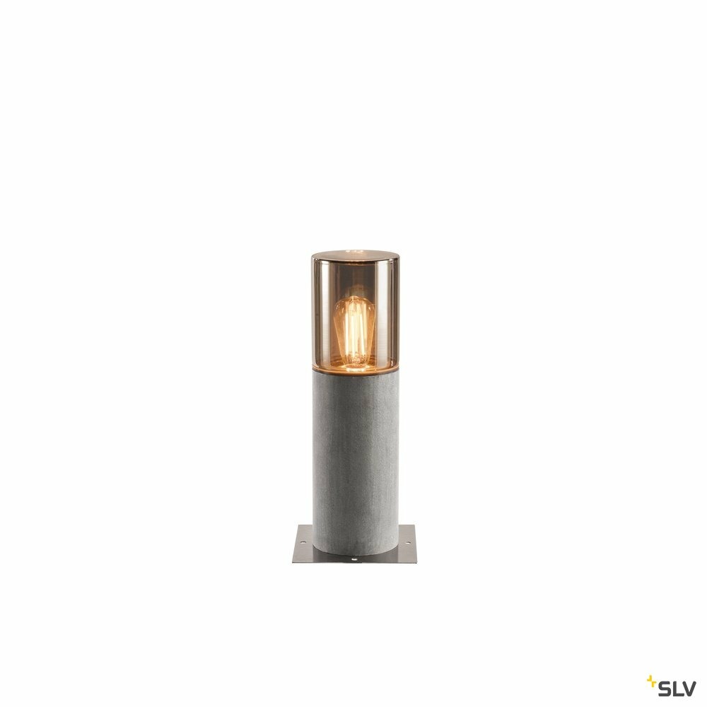 Borne extérieure lisenne, gris/verre fumé, e27 23w - hauteur 40 cm