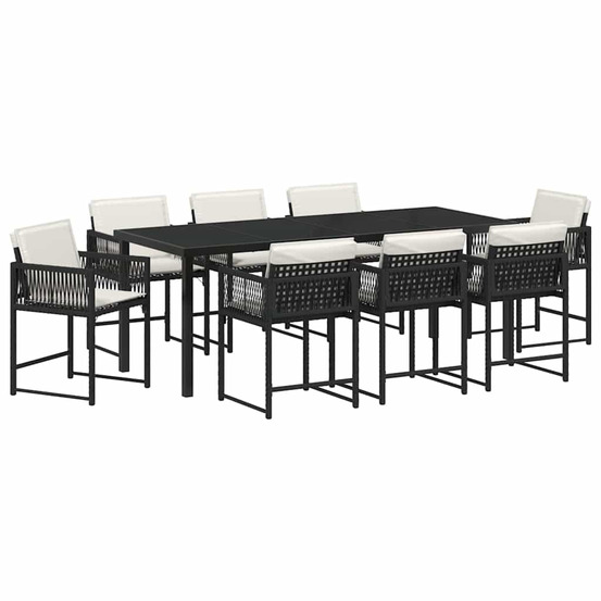 Ensemble de salle à manger pour jardin 9 pcs noir polyrotin
