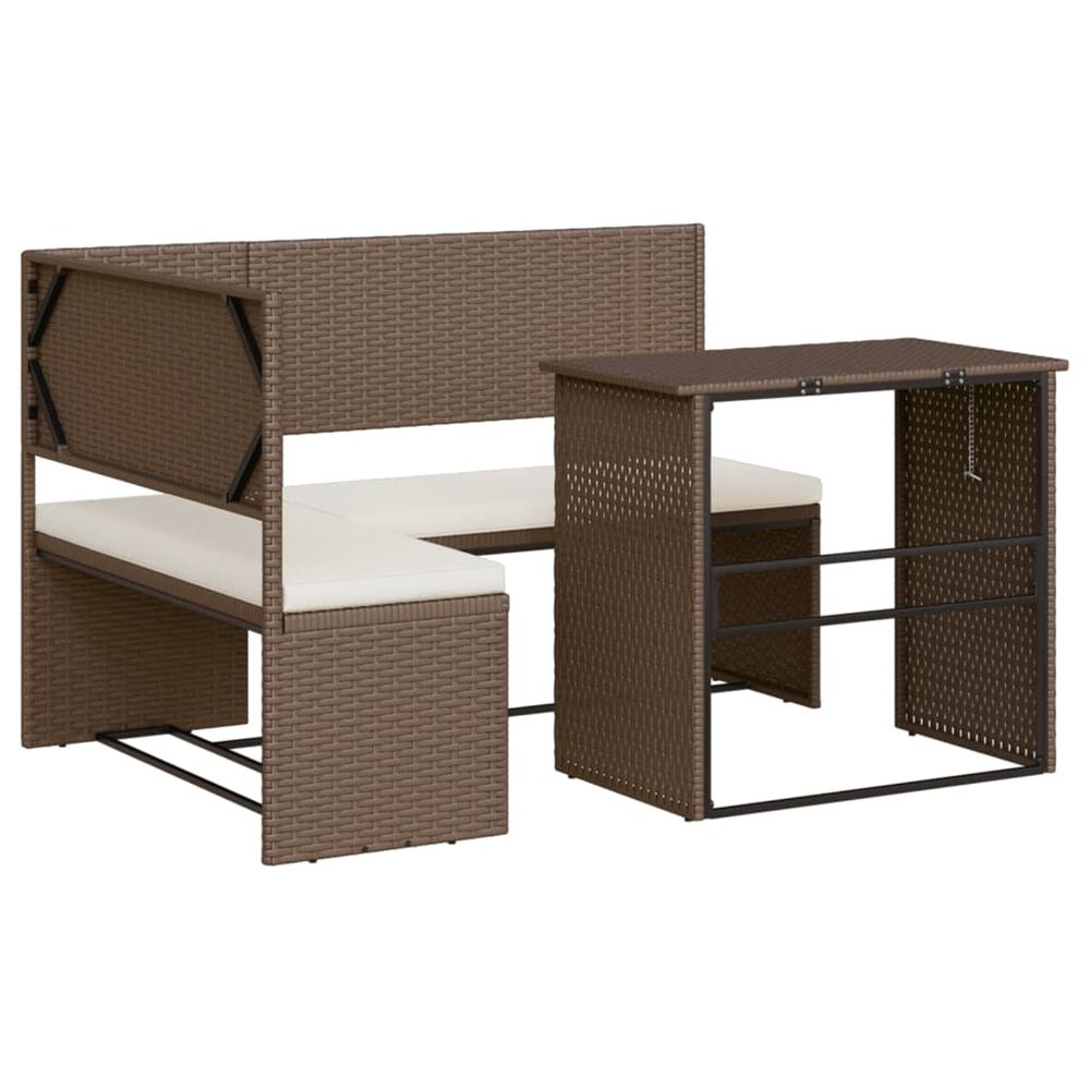 Canapé de jardin avec table et coussins en forme de l marron