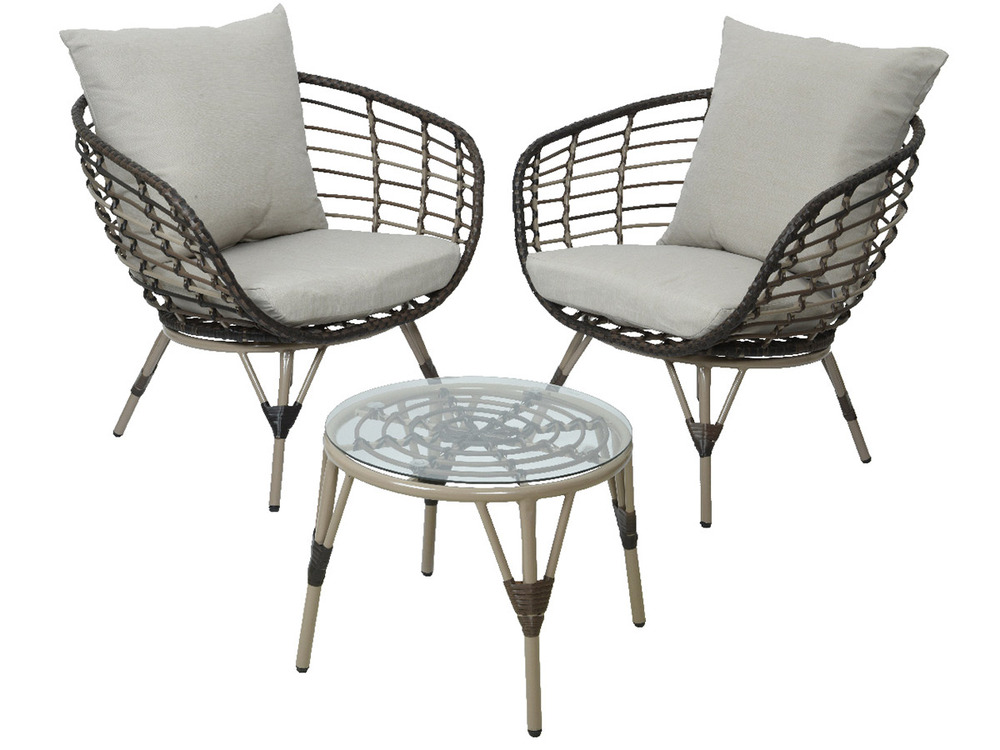 Salon de jardin en résine tressée brun evora - 2 places