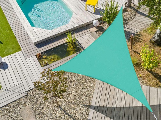 Voile d'ombrage triangulaire flex 5 x 5 x 5 m - lagon