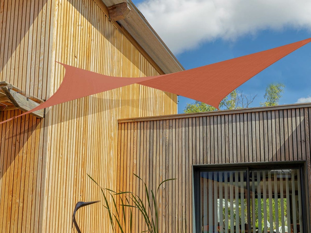 Voile d'ombrage carrée flex 3,60 x 3,60 x 3,60 m - camel