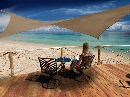 Voile d'ombrage carrée 3,60 x 3,60 m - austral - brun havane