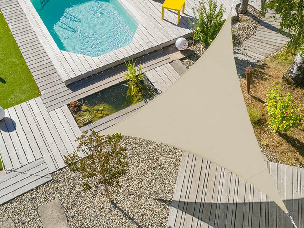 Voile d'ombrage triangulaire flex 5 x 5 x 5 m - ivoire
