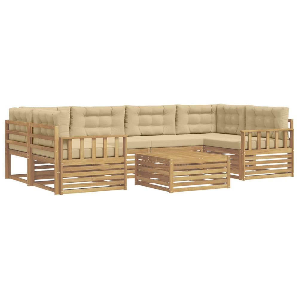 Ensemble de canapés d'extérieur 7 pc blanc et beige polyester