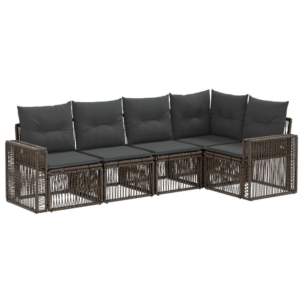 Ensemble de canapé de jardin 5 pcs gris et gris foncé polyrotin