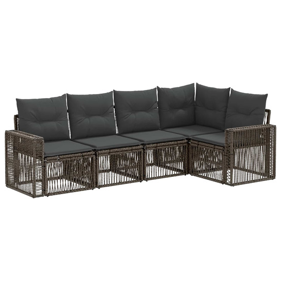 Ensemble de canapé de jardin 5 pcs gris et gris foncé polyrotin