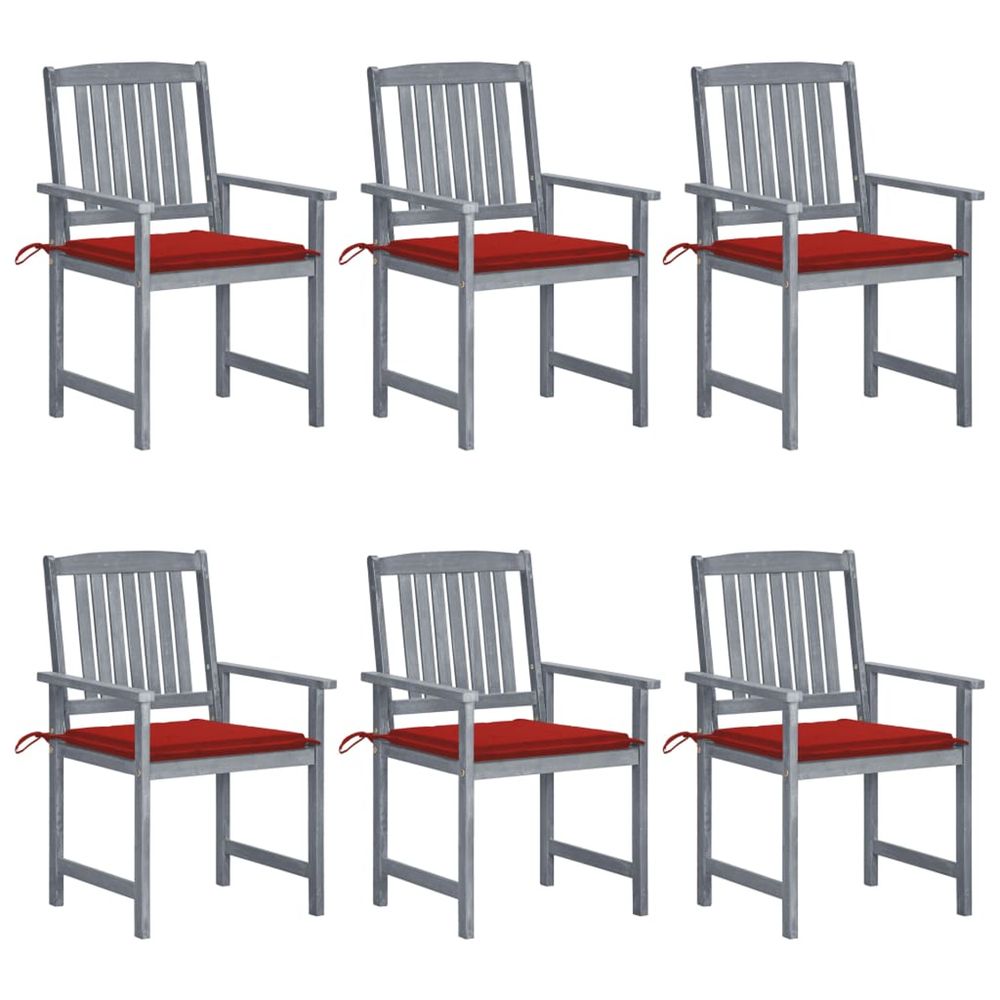 Chaises de jardin et coussins lot de 6 bois acacia massif gris