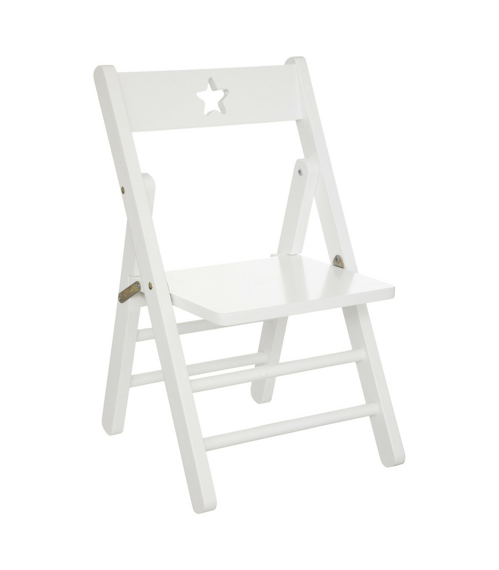 Chaise pliante pour enfant en bois blanc h 51.9 cm