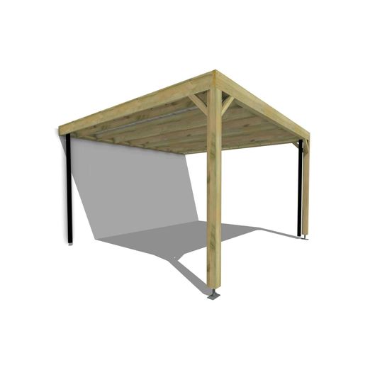 Carport bois • 4m x 4m • adossée • sens profondeur • livraison comprise