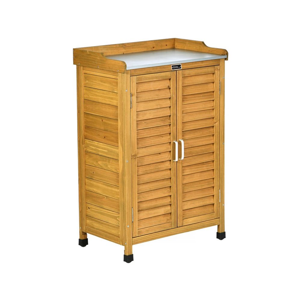 Armoire de jardin en bois avec roulettes 
