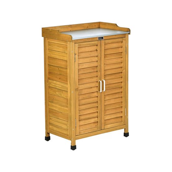 Armoire de jardin en bois avec roulettes