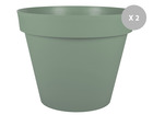 Lot de 2 pots de fleurs ronds en plastique  toscane vert laurier ø 60 cm