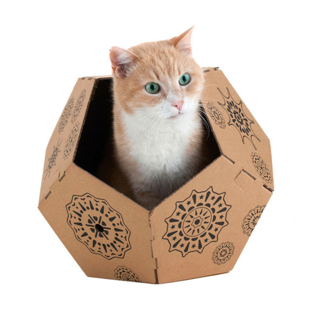 Jouet pour chats  tiger marron caisse carton (45 x 47 x 38 cm)