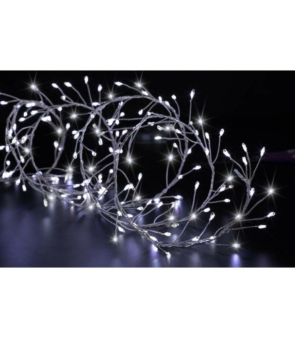 Guirlande lumineuse boa 10 m 800 microled blanc froid 8 jeux de lumière