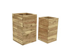 Lot de deux cache-pots carrés en bois d'acacia