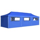 Tente de réception pliable avec 8 parois 3x9 m bleu