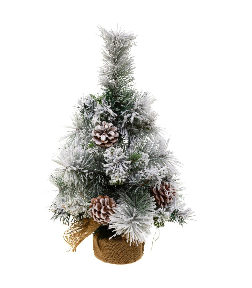 Sapin de noël artificiel vert floqué blanc h 50 cm