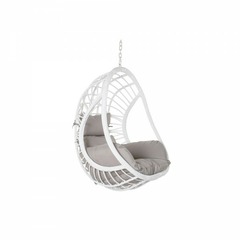 Chaise de jardin  gris métal polyester rotin synthétique blanc (90