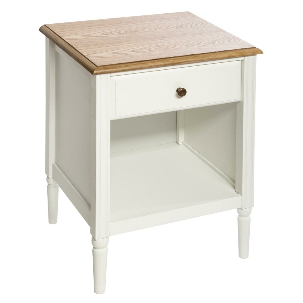 Table de chevet en bois coloris blanc solen 1 tiroir