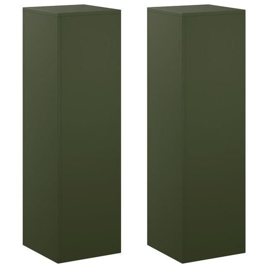 Support de plante 2 pcs vert olive 30 x 30 x 100 cm acier