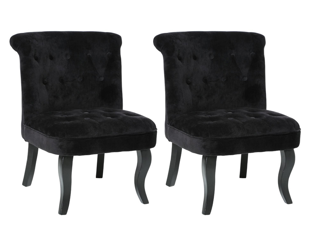 Lot de 2 fauteuils effet velours calixte charme - noir