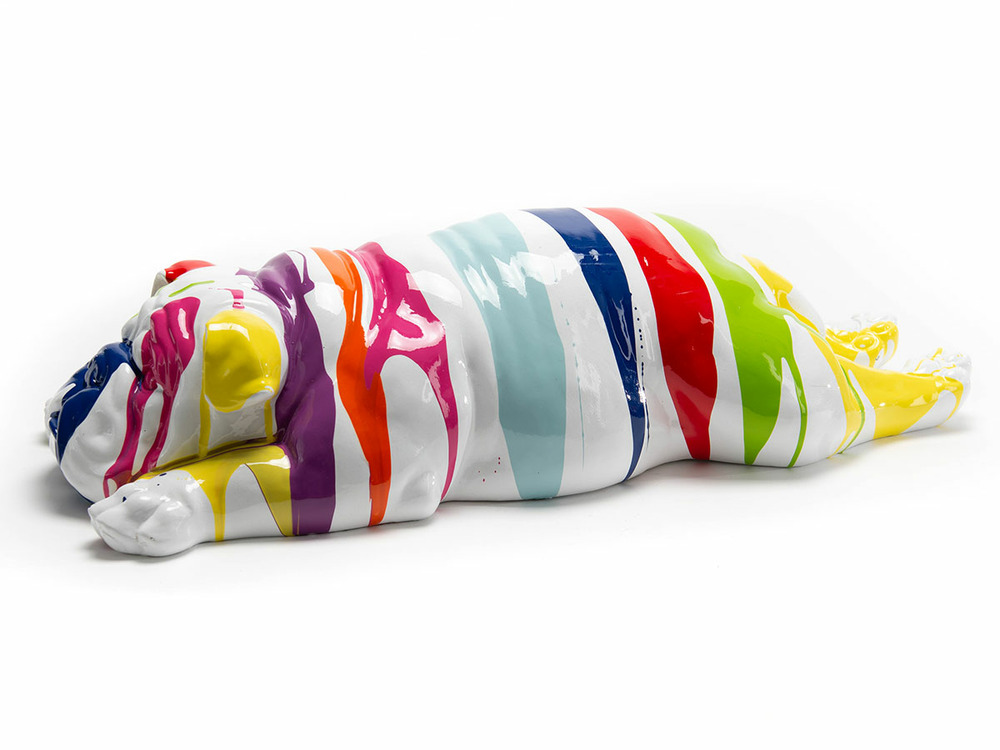 Chien couché trash blanc