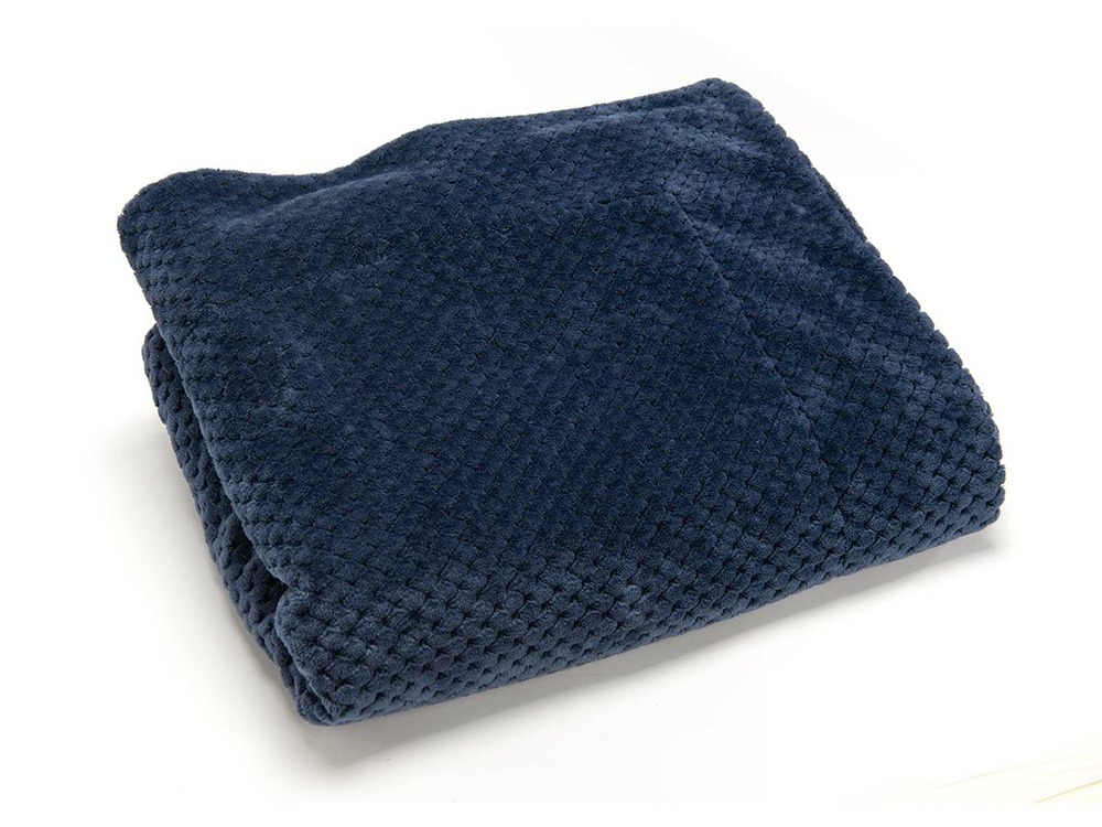 Plaid damier 130 x 170 cm marine