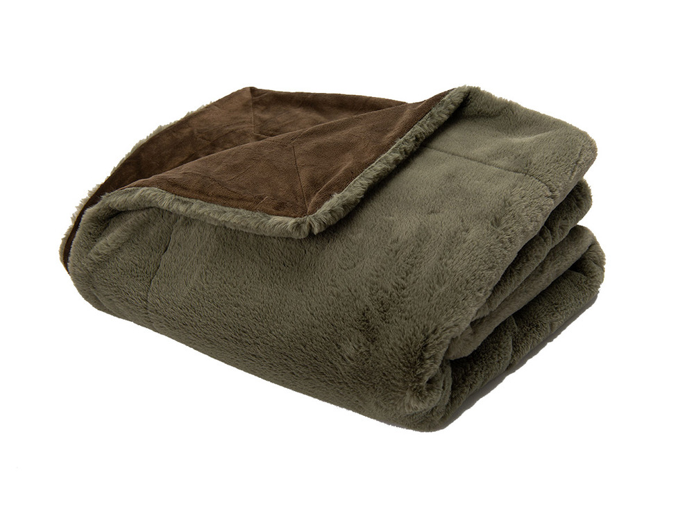 Plaid luxe 130 x 170 cm vert kaki