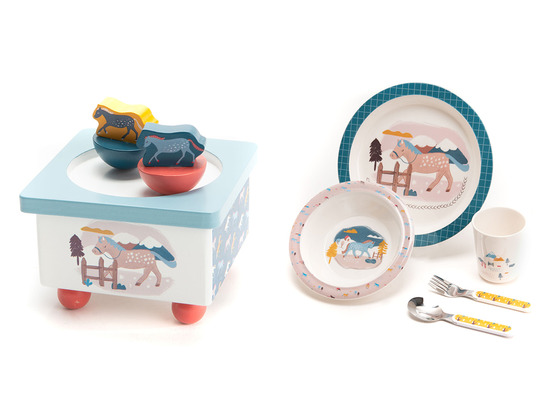 Boîte à musique culbuto + coffret repas valisette marceau