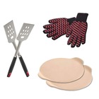 Kit 6 accessoires pour barbecue - spatules - gants - pierres à pizza