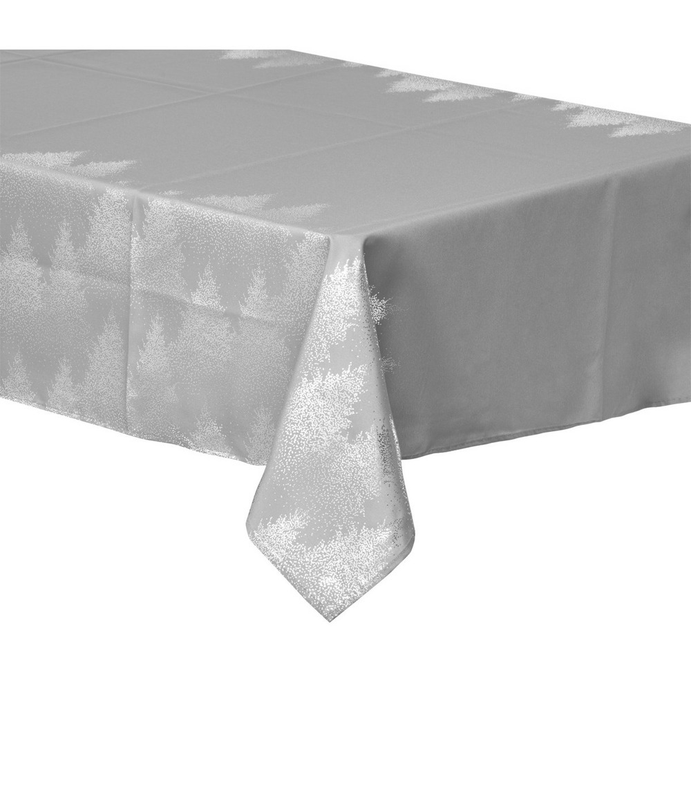 Nappe grise imprimé sapin argenté 140 x 360 cm