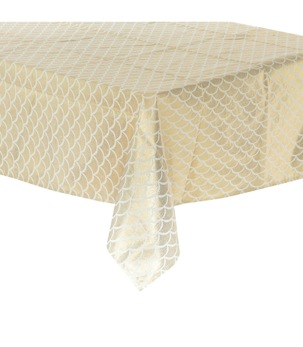 Nappe imprimé art déco blanc et doré 140 x 240 cm
