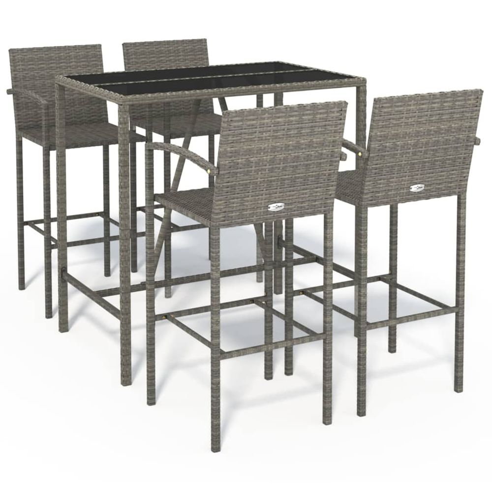 Ensemble de bar de jardin 5 pcs gris résine tressée