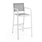 Chaise haute en alu blanc textilène gris clair nassau