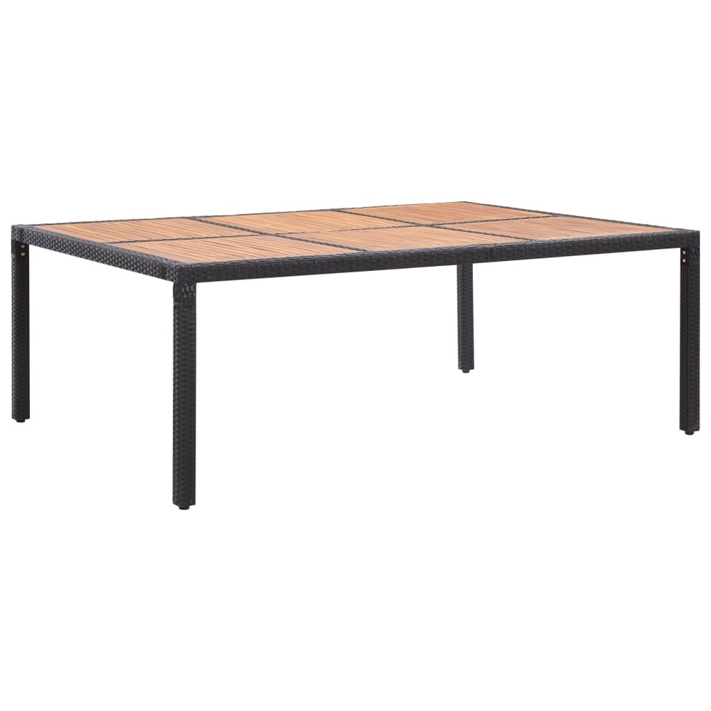 Table de jardin noir 200x150x74 cm résine tressée et acacia