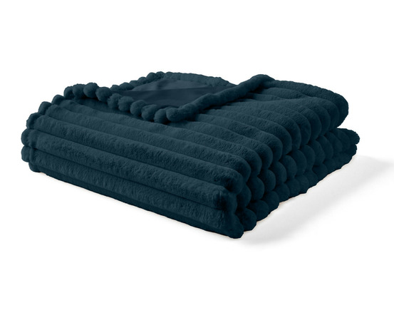 Arezzo - plaid - 200x140 cm - en fausse fourrure côtelé et velours