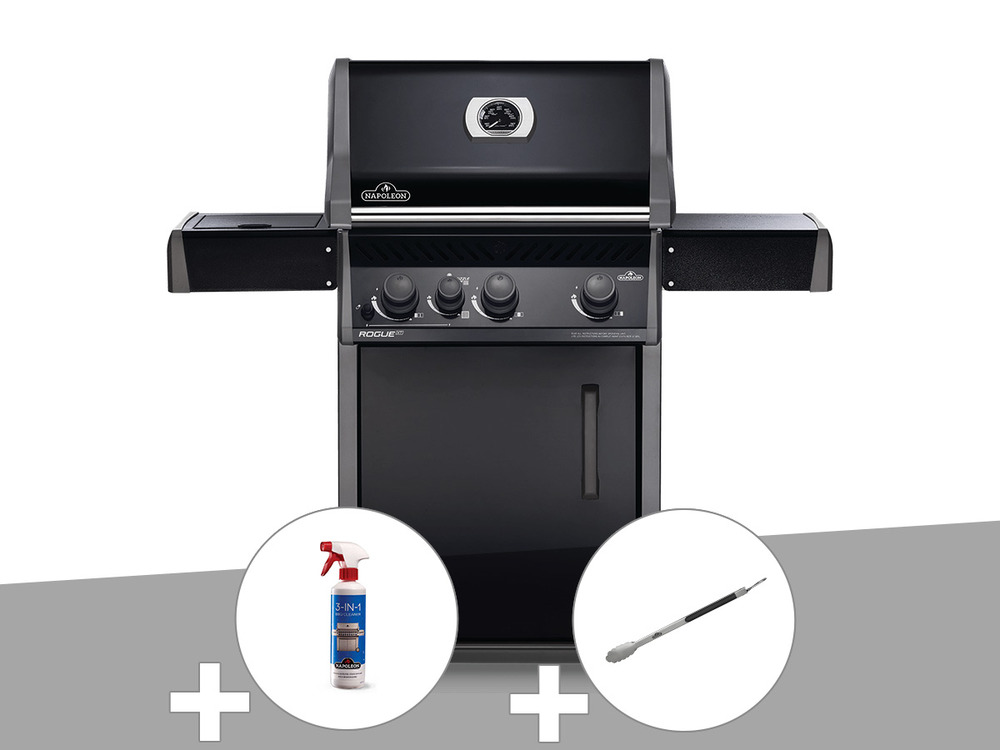 Barbecue à gaz  rogue xt 425 noir + nettoyant grill 3 en 1 + pince auto-verrouil