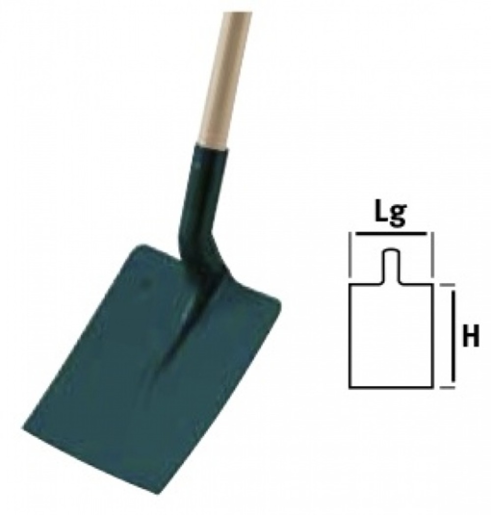 Pelle carrée tôle 25cm manche bois