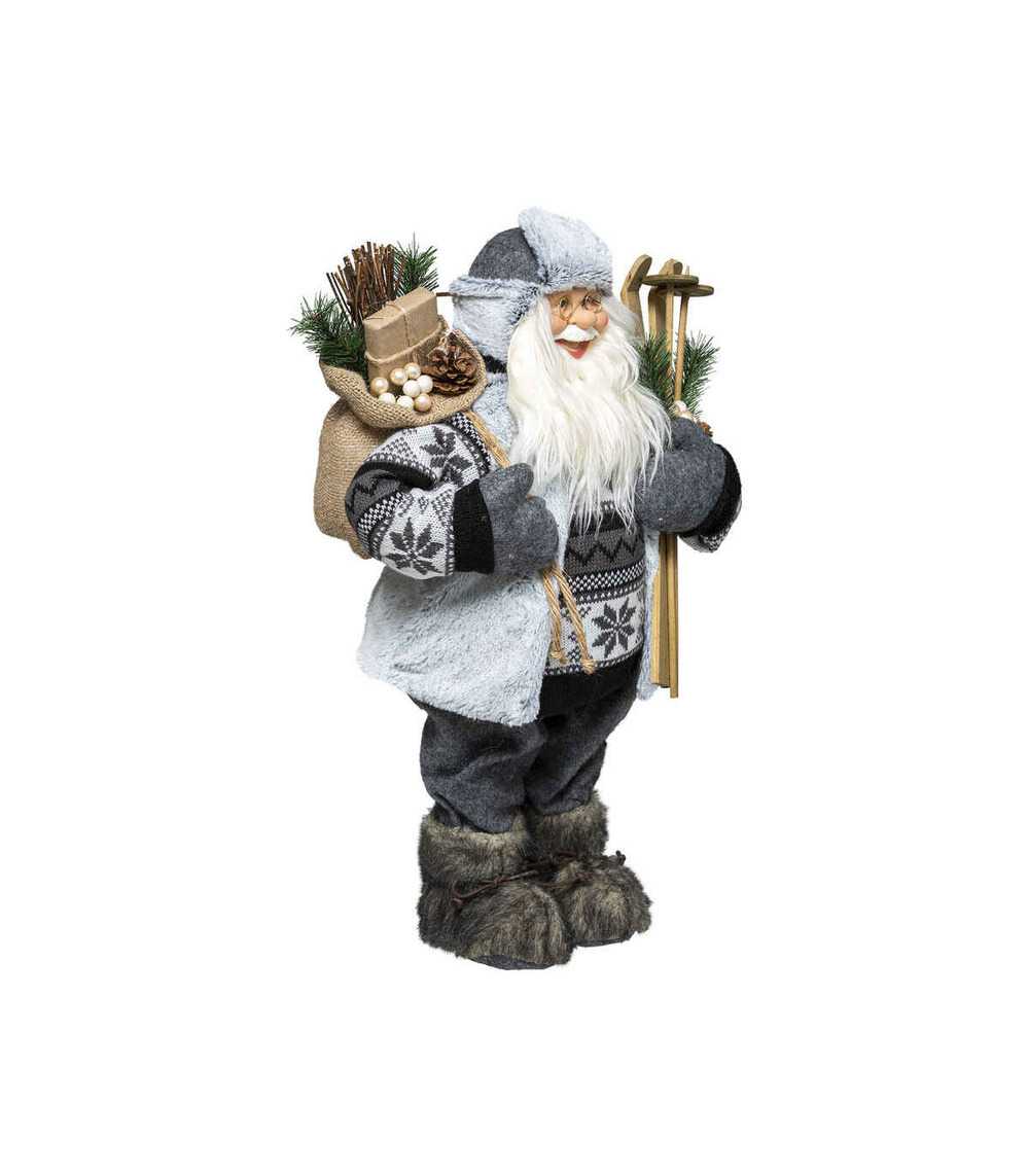 Père noël traditionnel skieur h 45 cm