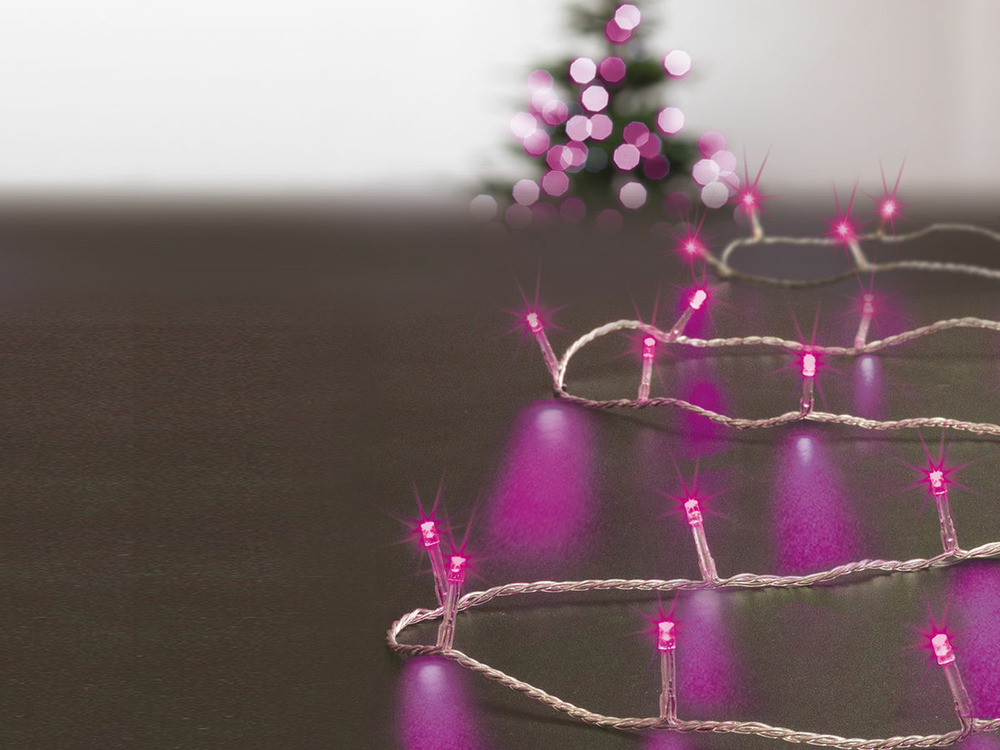 Guirlande lumineuse 10 m de lumière 100 led bleu, rouge, rose et violet