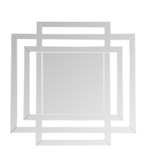 Miroir mural en verre et bois 80 x 80 cm