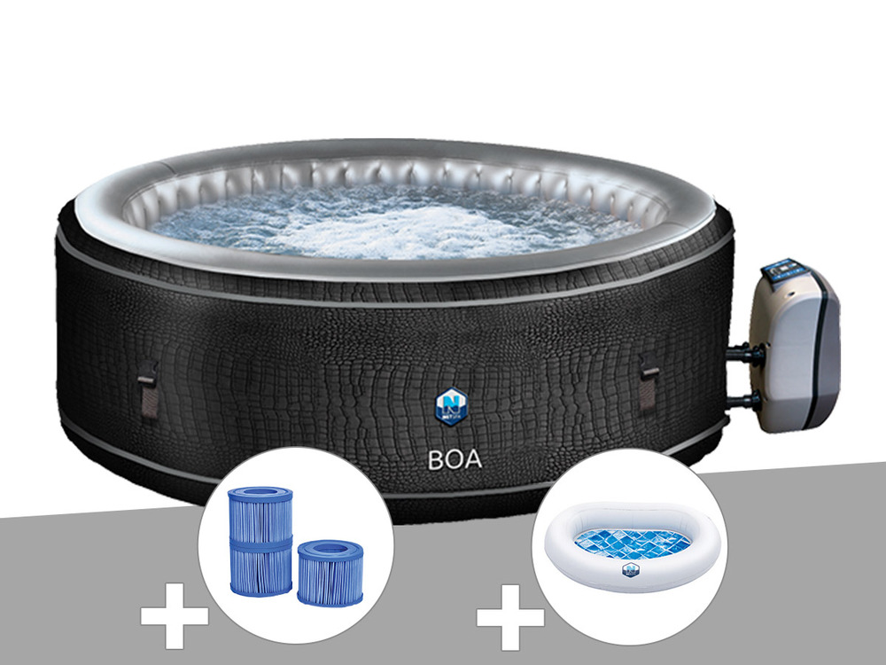 Spa gonflable  boa rond bulles 5-6 places + 3 cartouches de filtration + bassin