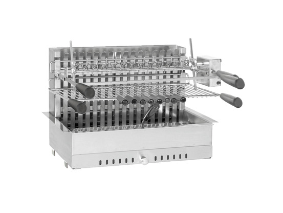 Barbecue charbon encastrable et à poser avec tournebroche électrique 918.66