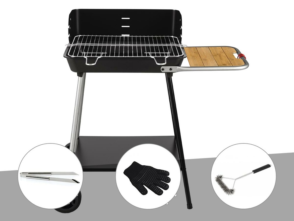 Barbecue charbon florence + pince en inox + gant de protection + brosse en t